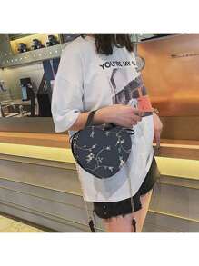 Bolso bandolera o de hombro en forma de corazón con bordado de encaje para damas