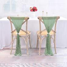 1pc/5pcs/10pcs/20pcs (275*40cm) Chiffon Fabric Chair Sash, Wedding Aisle Chair Bow Design, Universal Chair Cover Sash Suitable For Wedding Reception Party Hotel Event Decoration (Sage Green)