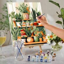 1 件 DIY 疗愈艺术着色成人专用丙烯数字油画绿色沙漠植物背景墙装饰套装，包含丙烯颜料和画笔（无框），适合初学者、家居装饰/生日/节日/圣诞节/新年/婚礼/派对礼物 - 40*50 厘米/15.74*19.68 英寸 - 40*50 厘米/15.74*19.68 英寸 - 查看 3