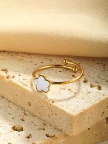 1 stuk elegante ring in de vorm van een schelp en een ster van roestvrij staal, cadeau voor vrouwen