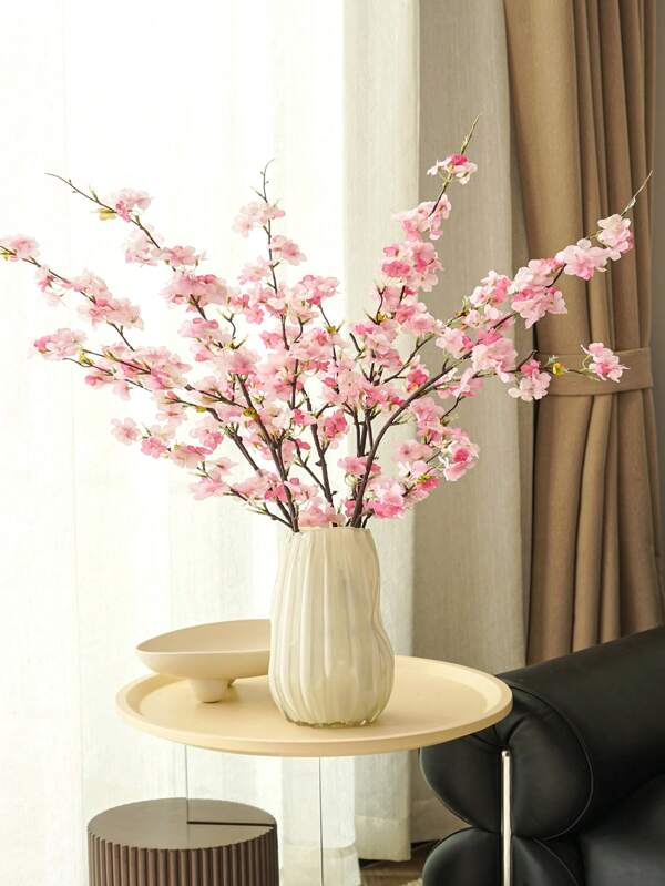 3pcs Artificial Peach Blossom Stems 42.5inch Real Touch Faux Peach Blossom For Home Living Room, Table Centerpiece, Wedding, Office, Garden Decor, DIY Floral Arrangements, Spring Summer Decoration, Gift For Mother's Day, Engagement