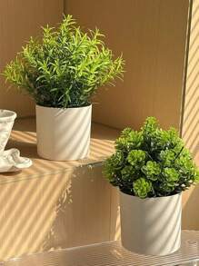 1pc Mini Tabletop Artificial Potted Plant, Decorative Grass Pot For Office