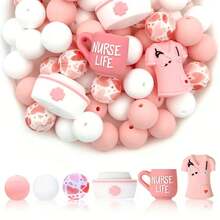 25/28pcs Set New 3D Nurse Style Silicone Beads, 15mm Round Beads, Keychain Pendant Used For DIY Pen Jewelry Making Gift Craft Bracelet Making - 3D Nurse Series - View 10