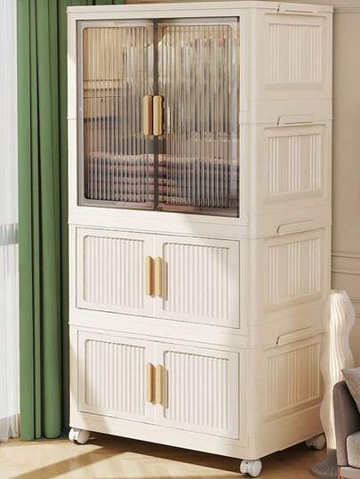 No-Installation Storage Cabinet, Simple Wardrobe Clothes Storage Cabinet, Plastic Children Closet, Foldable Storage Cabinet