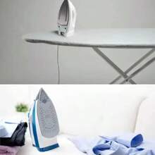 1Pcs Funda de Tabla de Planchar Resistente a las Manchas con Borde Elástico, Acolchado de Algodón Grueso, Protector de Calor de Hierro, Funda de Tela Universal - Blanco - Ver 4