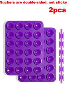 1 pieza/2 piezas Soporte para teléfono con ventosa de silicona doble cara, forma cuadrada, 14 opciones de color, soporte móvil, portátil y móvil