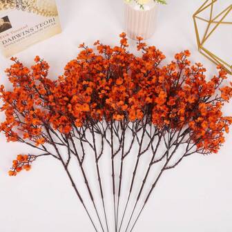 4/6 Bundles Yellow Silk Babys Breath Artificial Fake Fall Flowers Gypsophila Bouquet 20" For Easter Mother's Day Home Kitchen Wedding Party Decorations New Year Spring Autumn