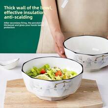 14pcs Ceramic Tableware Set [4 Bowls, 4 Plates, 4 Pairs Of Chopsticks, 1 Soup Bowl, 1 Large Spoon], Underglaze Color Ceramic Dinnerware Set For 2-4 People, Romantic And Creative Chinese Style High-Quality Ceramic Rice Bowl, Bowl And Plate Set,School Supplies