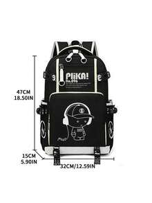 Glow In The Dark Backpack, Music Graphic Print, Suitable For High School/College Students, Large Capacity, Fashionable, Multipurpose Unisex Laptop Bag, Travel Rucksack (All Strap Patterns Random) School Backpack - Black - View 7