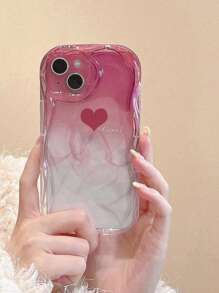 Farbverlauf Herz Swoosh cremefarbene Handyhülle kompatibel mit iPhone 16/15/14/13, Pro Max X XR, S25/S24/S23, Xiao Mi 14T/13T/12T, Redmi Note 13/12, wasserdicht, stoßfest, kratzfest, sturzsicher