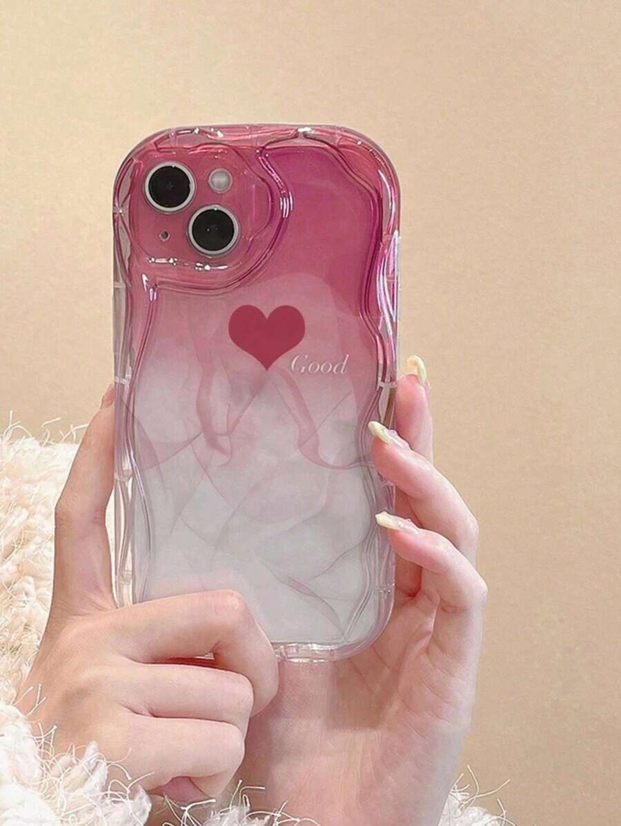 Farbverlauf Herz Swoosh cremefarbene Handyhülle kompatibel mit iPhone 16/15/14/13, Pro Max X XR, S25/S24/S23, Xiao Mi 14T/13T/12T, Redmi Note 13/12, wasserdicht, stoßfest, kratzfest, sturzsicher