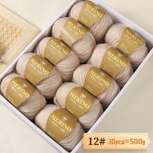 500g 精细 212 美利奴羊毛和羊驼毛线，手工编织 DIY 材料，适用于男女秋冬季毛衣、围巾、帽子和保暖服装。1 个大包装，10 个球/包 - 彩色 - 查看 22