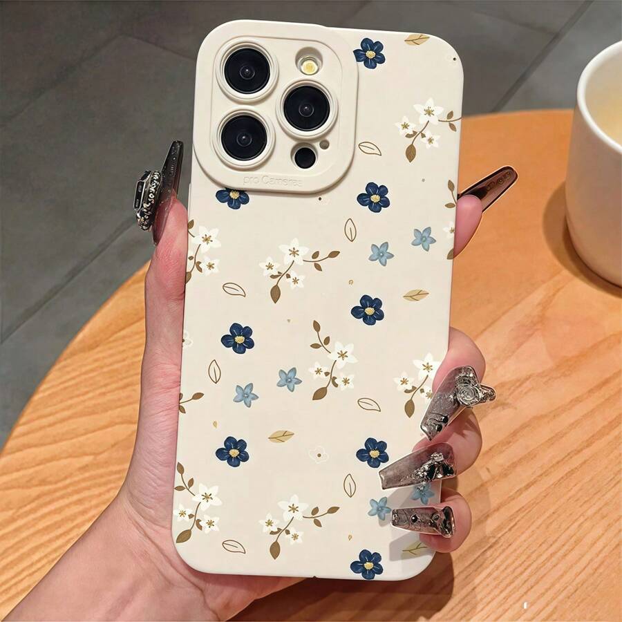 1 pieza Funda de teléfono con patrón floral de margaritas y lente esmerilada blanca, diseño de flores personalizado compatible con iPhone 16 Pro Max, 15/14 Plus, 13, 12, 11 resistente al agua, a los golpes y a los arañazos