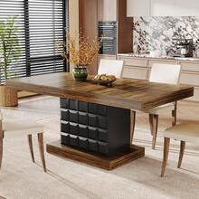 Tribesigns - Mesa de comedor rectangular moderna de 63 pulgadas para 4-6, mesa de comedor rectangular con relieve geométrico, mesa de comedor de cocina con pedestal, mesa de comedor de madera para - 1 - Ver 2