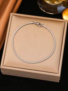 1 件不锈钢圆形蛇形手链，钛钢软蛇形手链