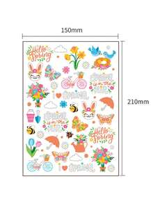 1 Sheet Flower Temporary Tattoo Stickers Animal Flower Butterfly Spring Style Suitable For Hand Body Disposable Fake Tattoo - Multicolor - View 4