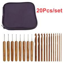20 件/套竹钩针带盒 20 种不同尺寸从 1.0 毫米到 10.0 毫米适用于 DIY 工艺手柄编织缝纫工具套装套件手柄 DIY 木制编织针适合初学者专业人士 ZSY