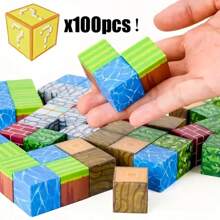 50/100/200pcs Random Magnetic Building Blocks, Stacking Magnetic Cubes, STEM Montessori Sensory Toys, Enhance Hand-Eye Coordination And Creativity, Magnetic Cubes Toys, Suitable For Birthday And Holiday Gift For Boys And Girls 3+ Years Old (Random Color & Pattern Styles)