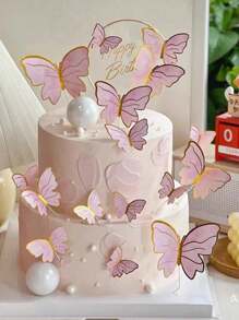 20/10Pcs Paper Butterfly Cake Decoration Ornament (10pcs In A Pack) - Comes With 10 Wires And 10 Glue Dots, Suitable For Butterfly Cupcake Topping, Women's Party Cake Decoration, Birthday Anniversary Cake Topping, Wedding Cake Decoration, Mother's Day Cake Topping, Mixed Size