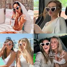 11pcs/Set Women's Heart Shaped Sunglasses, Fashionable Cat Eye Heart Shaped Sunglasses, Retro Cute Glasses - Pink - View 5