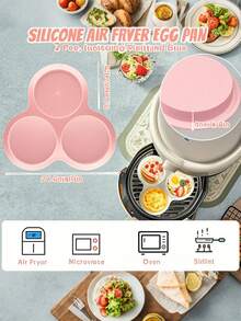 1 件，硅胶空气炸锅烤盘，不粘松饼盘，可重复使用的空气炸锅鸡蛋模具，肥皂模具，圆形夹心饼盘，非常适合汉堡包、蛋挞、烘焙工具、厨房小工具、厨房配件、家庭厨房用品 - 彩色 - 查看 3