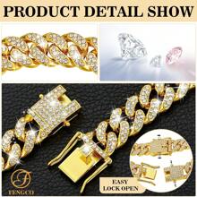 1 Sparkling Pet Necklace, Cool Dog Collar, Puppy Chain, Cuban Chain Inlaid With Artificial Diamonds, Pet Decoration Chain Accessories