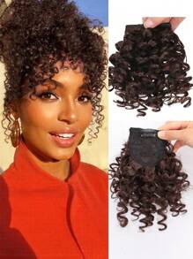 Synthetic Bangs Wig Afro Kinky Curly Wig Extensions For Women Natural Hairpieces Heat Resistant Fiber Clip In Hair