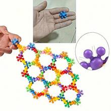 200pcs 3D Plum Flower Building Blocks Set, STEM Educational Polyethylene Interlocking Bricks, Creative Shapes For Boys & Girls, Ideal Desktop Toy Gift - Multicolor - View 9