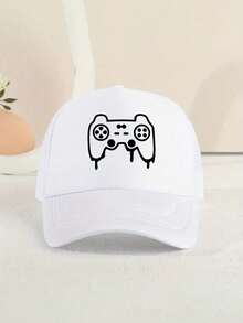 1 件装儿童透气防晒棒球帽，可爱游戏图案印花，泡沫网眼遮阳帽休闲运动太阳帽