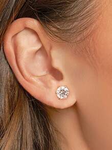 1 par de Pendientes de botón con diseño de 6 garras de diamante Moissanite de color D de 1 quilate en plata de ley 925, pendientes elegantes de lujo como regalo de boda o aniversario para damas