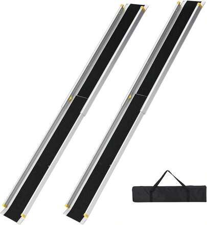 6 Ft/8 Ft Adjustable Wheelchair Ramps, Anti Slip Portable Aluminum Ramp For Wheelchairs With Storage Bag, 600 Lbs Capacity, 7.9 Inch Wide For Home Steps, Doorways, Stairs