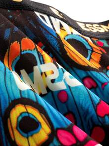 5pcs/Pack Men's Basic Graffiti Printed Seamless Boxer Briefs, Gift Set, Summer Shorts - Multicolor - View 5