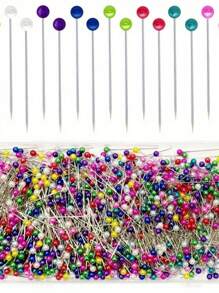 1 Caja de alfileres con cabeza de perla de colores (Aprox. 100 piezas), Agujas decorativas de perla para coser, Alfileres de ojal multicolor, Adecuados para sastrería, joyería DIY, manualidades y proyectos de costura