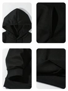 Women's Casual Fourth Wing Print Hooded Long Sleeve Sweatshirt Black Spring - Black - View 4