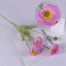 1/6 件带茎人造罂粟花布艺罂粟花 - 非常适合婚礼家庭聚会桌室内和室外装饰 - 适用于人造花植绒罂粟婚礼布置客厅和卧室家居装饰品 - 彩色 - 查看 22