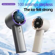 WOOSENHWO 带LED显示屏的100档手持迷你风扇，便携式可充电USB口袋风扇，夏季降温设备 - 杏色 - 查看 3