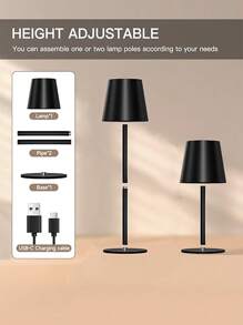 1 PC Wireless Table Lamp, Height Adjustable, Type-C 5V Rechargeable ,3 Colour Temperatures, Dimmable, Portable LED Waterproof Table Lamp For Dining Room, Bedroom