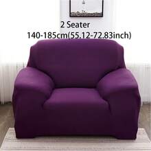 1pc Solid Color All Season Stretch Sofa Cover, Elastic Bottom & Anti-Slip Foam Pet Protector, Machine Washable Furniture Slipcover - Purple - View 14