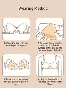 1 Pair Of Plus Size Double Sided Self-Adhesive Bra Pads, Chest Pads Adhesive Pads, Reusable Padding Pads, Bra Bikini Invisible Thickened Chest Pads Waterproof For Swimming - Multicolor - View 12