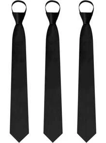 1/3 piezas Corbata con cremallera para hombre, corbata de negocios fácil sin atar, adecuada para uso diario, fiesta, boda, banquete