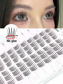 60 件/套偶像组 ACE 无胶假睫毛，自然逼真的小纤细 C 型卷翘睫毛，三部分向日葵簇睫毛，睫毛簇，睫毛簇，单根睫毛，睫毛，假睫毛 - C - 查看 1