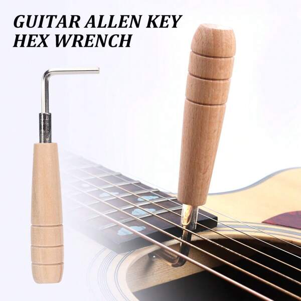 Gitarren Inbusschlüssel, Werkzeug zur Stärkenanpassung für Akustikgitarreninstrumente, Metallsolid-Holz-Gitarrenschlüssel zum Stimmen
