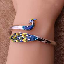 A New Retro Hollowed Out Rainbow Peacock Opening Bracelet, A Fashionable And Minimalist Decorative Bracelet For Women, The First Choice For Gifting To Girlfriends - Multicolor - View 1
