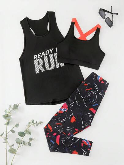 Women's Solid Color Patchwork Casual Knit Top And Pants Sports Suit