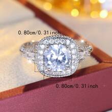 1pc Women's Luxury Elegant High-End Shiny Zirconia Ring, Party Jewelry, Holiday Gift