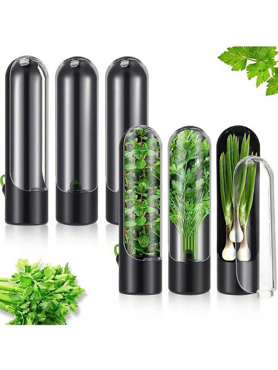 1pc/2pcs/3pcs Fresh Herb Preservation Containers, Herb Freshness Boxes For Cilantro, Mint, Parsley, Asparagus, Keeps Greens Fresh 2-3 Weeks - Multicolor - View 1