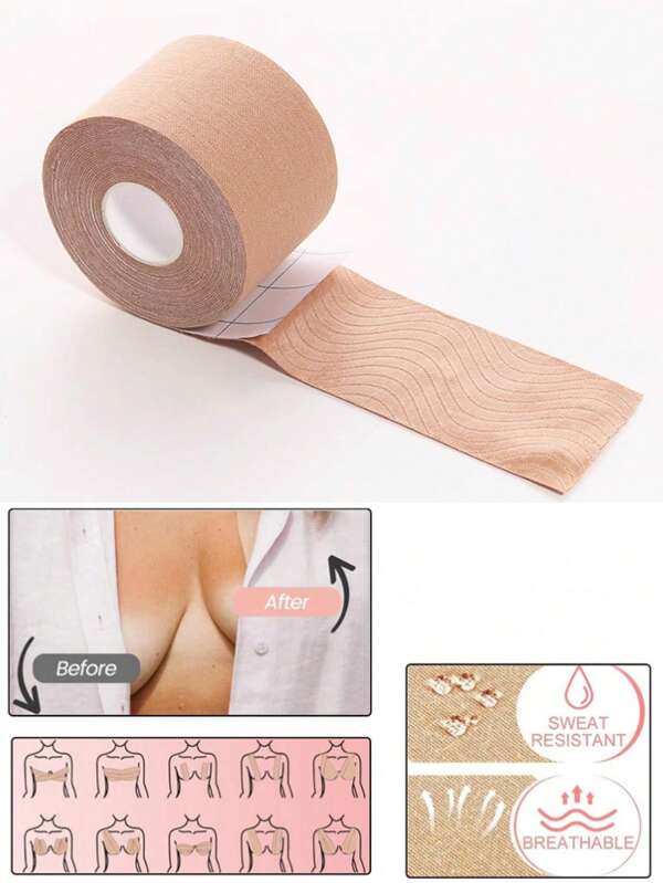 5m/Pc Invisible Breathable Self-Adhesive Lifting Tape, For Anti-Sagging, Sports, Strapless Bras, Bust Paste, Nipple Cover For Women