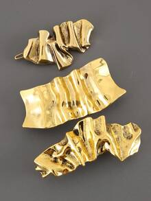 1个金属亮面波浪折叠不对称简约发夹发饰弹簧夹，发饰 - 彩色 - 查看 10