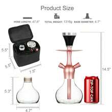 Zestaw fajki wodnej, Premium przenośna fajka wodna Shisha z ochronną torbą, silikonowa aluminiowa miska do palenia, stojak na węgiel drzewny ze stali nierdzewnej dla chłopców walentynkowe serce dla kobiet walentynkowe