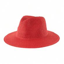 1 件男女通用爵士太阳帽，巴拿马平顶草帽沙滩帽